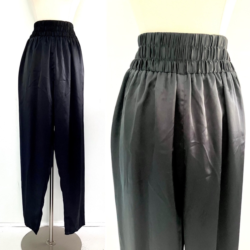 Vintage 80’s black rayon super high waist satin pants